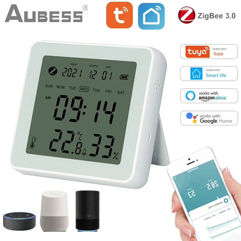 

Tuya ZigBee Temperature Humidity Sensor Indoor Temperature Monitor Smart Home Support AlexaGoogle HomeSmart Life App Control