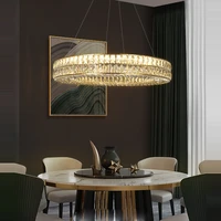 dimmable led silver golden crystal chandelier lighting hanging lamps lustre suspension luminaire lampen for kitchen island foyer
