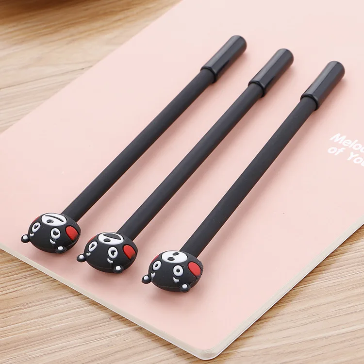 

50pcs Cute bear neutral pen cartoon stationery student pen creative office supplies needle tube Black Signature Pen