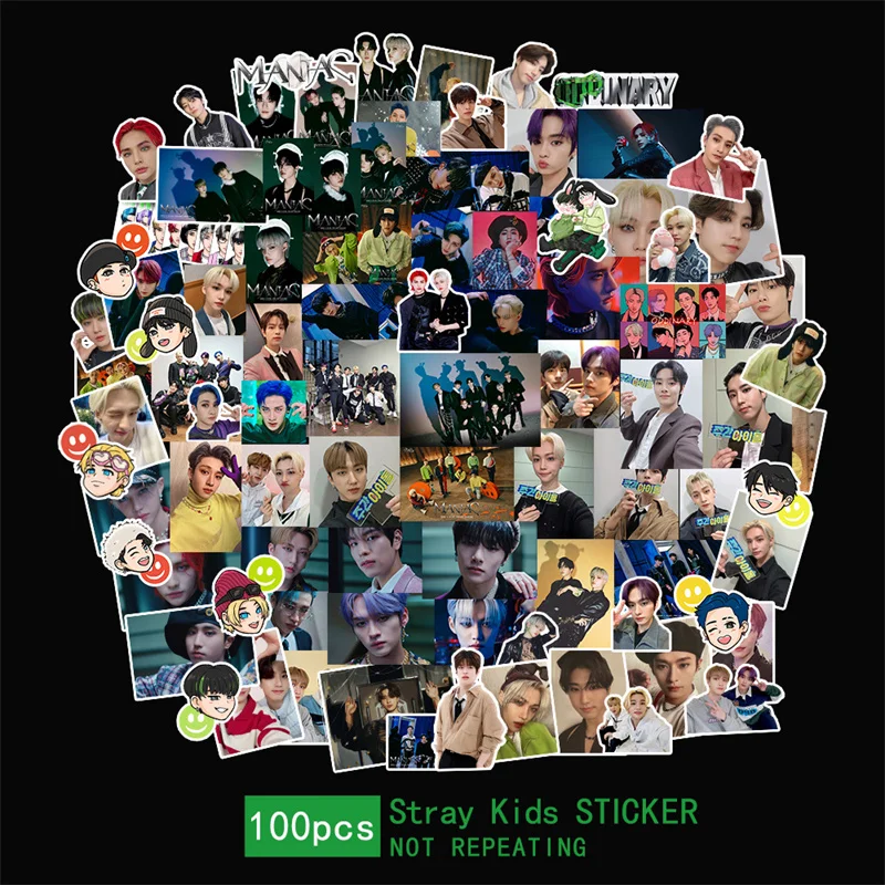 

100Pcs/Set Wholesale Kpop Stray Kids Stickers New Album For Refrigerator Car Helmet DIY Gift Box Bicycle Guitar Fans Collection