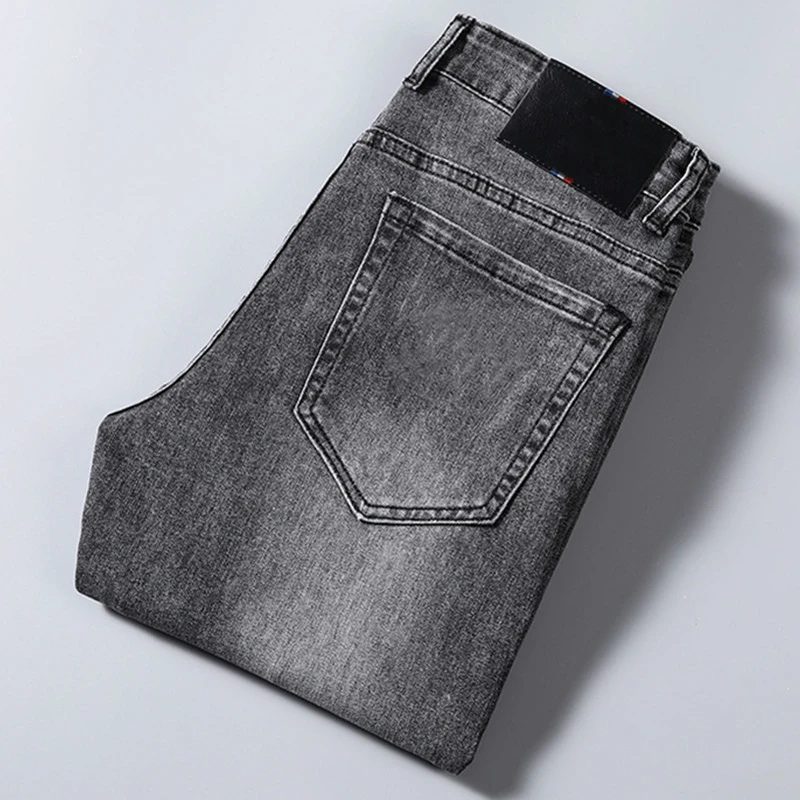 Summer Men's Jeans Pants European Brand Straight Elastic Spring Cotton Business Pant Classic Style Jeans Denim Man Trousers