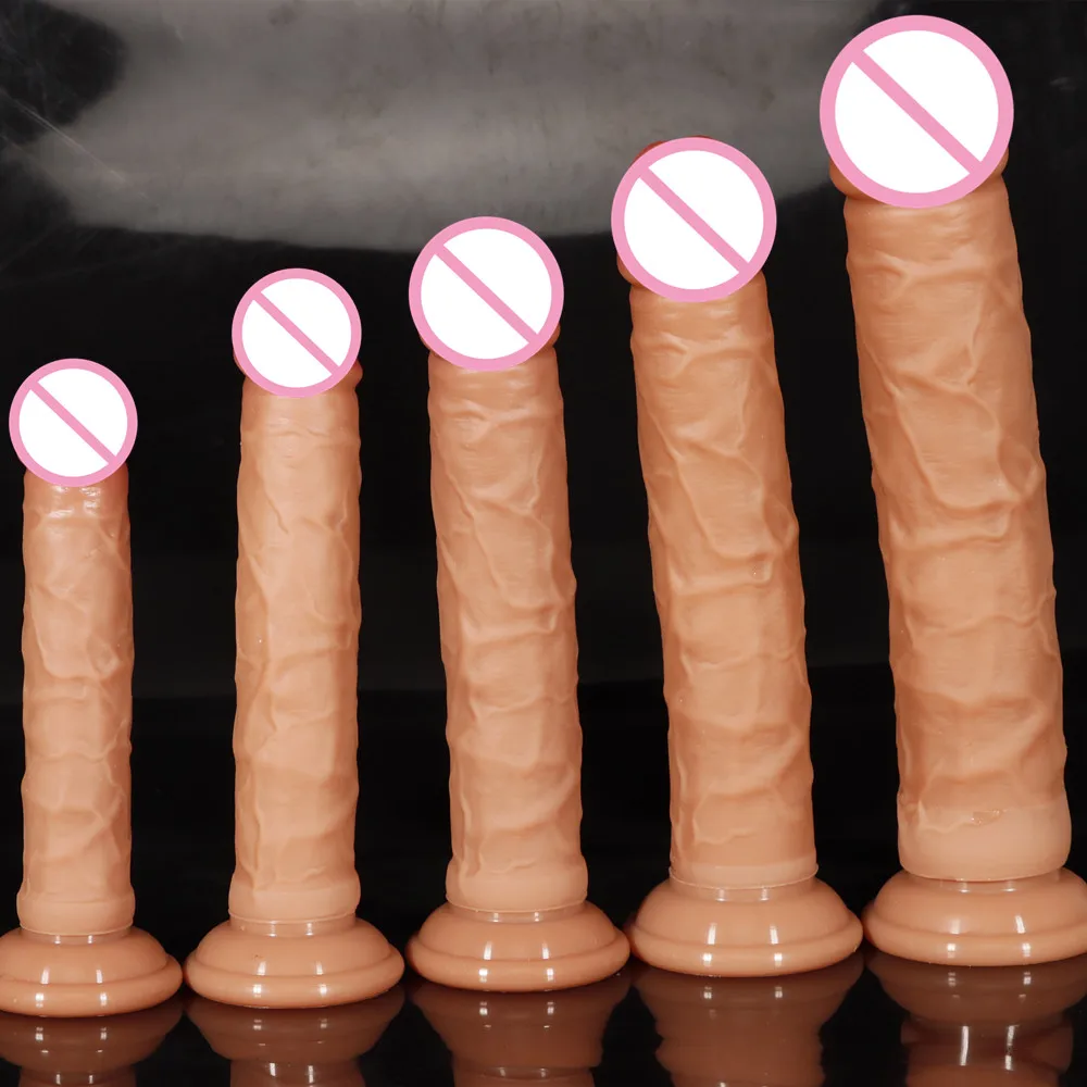 Мягкий прямой большой фаллоимитатор телесного цвета реалистичный поддельный