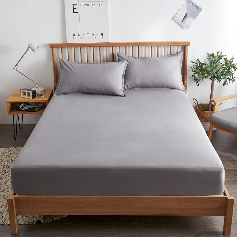 Pure Cotton Fitted Bed Sheet Single Piece Sanding Non-Slip Bedspread Protective Cover Hotel