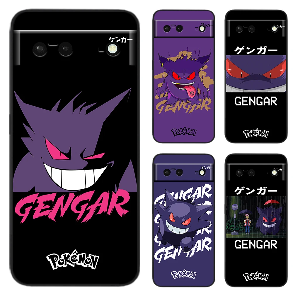 Мультяшные Покемоны gengar mega Phone Чехол для Google Pixel 7 6 Pro 6A 5A 5 4 4A XL 5G черный мягкий