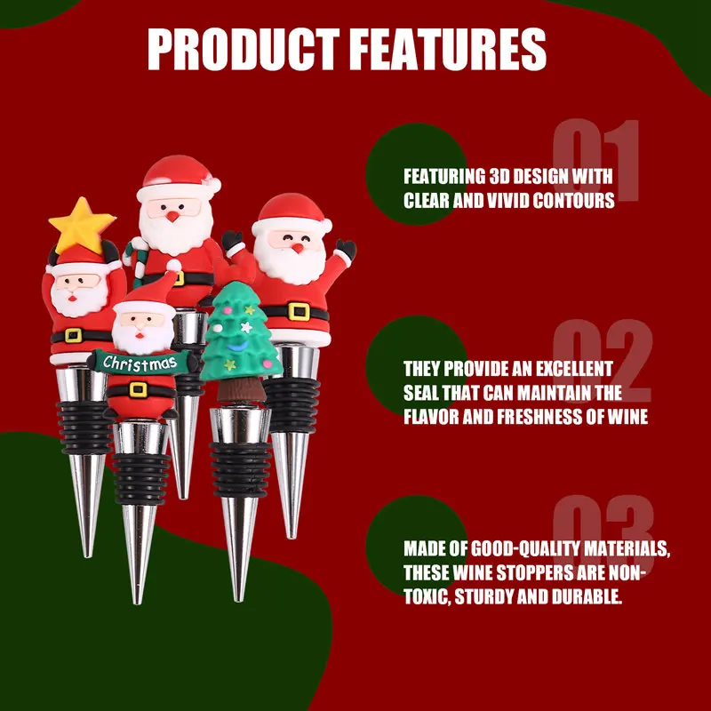 5 шт. пробка для бутылки вина рождественская декоративная многоразовые пробки