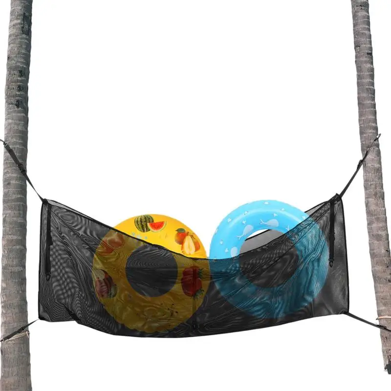 

Mesh Pool Pouch Mesh Storage Bag Heavy Duty Sport Equipment Storage Bag With Hook Extra Large Pool Toy Mesh Organizer Bag For