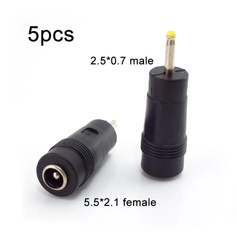 

5pcs 2.5X0.7mm to 5.5*2.1mm Male to Female Connectors DC Power Adapter PC tablet Power Charger Adaptor Jack Plug L1