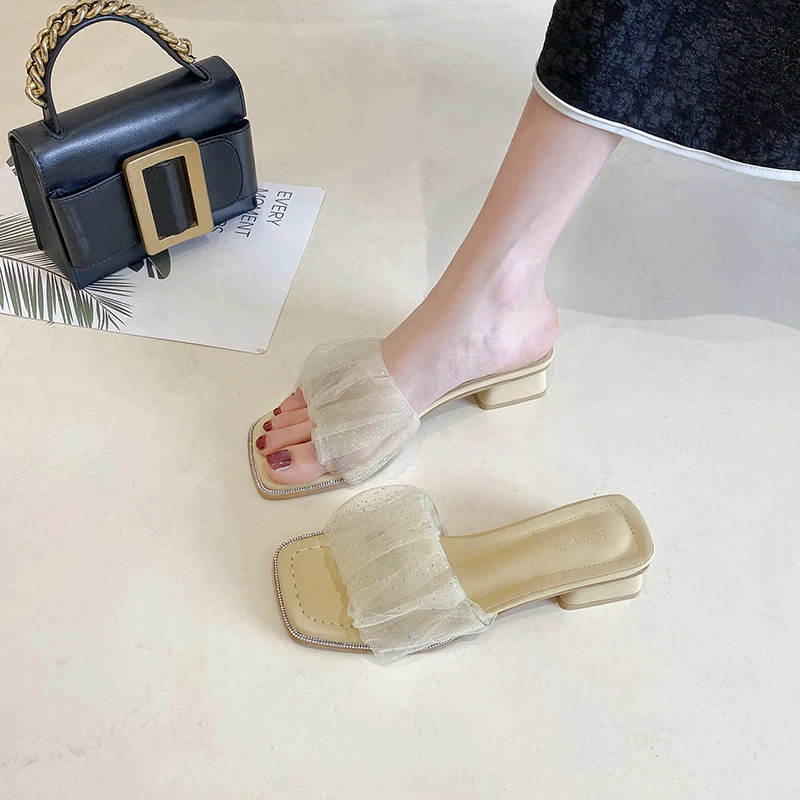 

Shoes Slippers Soft Slipers Women Slides Fashion Rubber Flip Flops Square heel Med Heeled Mules Comfort 2022 Luxury Hawaiian Blo