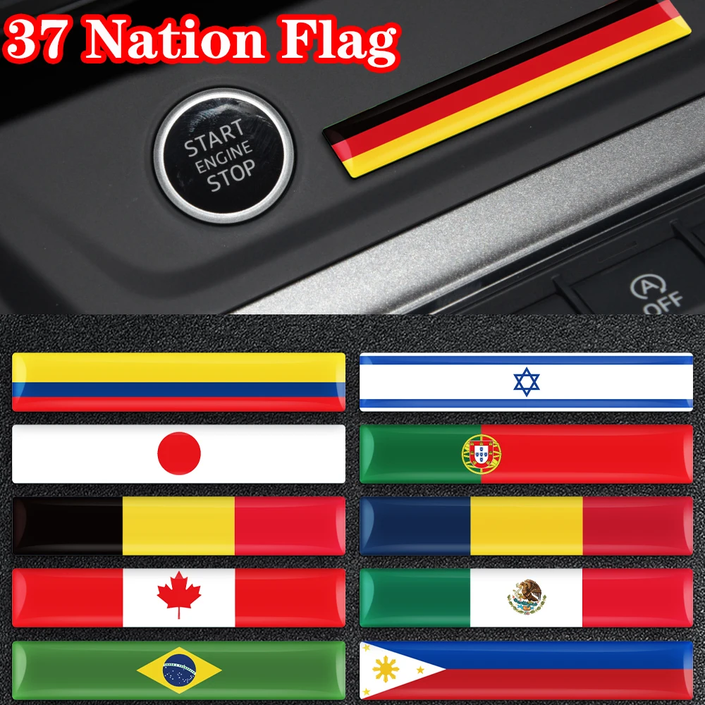 

8.5cm x1.5cm 5pcs 3D Epoxy Nation Flag Badges Sticker Car Motorcycle Accessories Australia Netherlands Greece Canada France USA