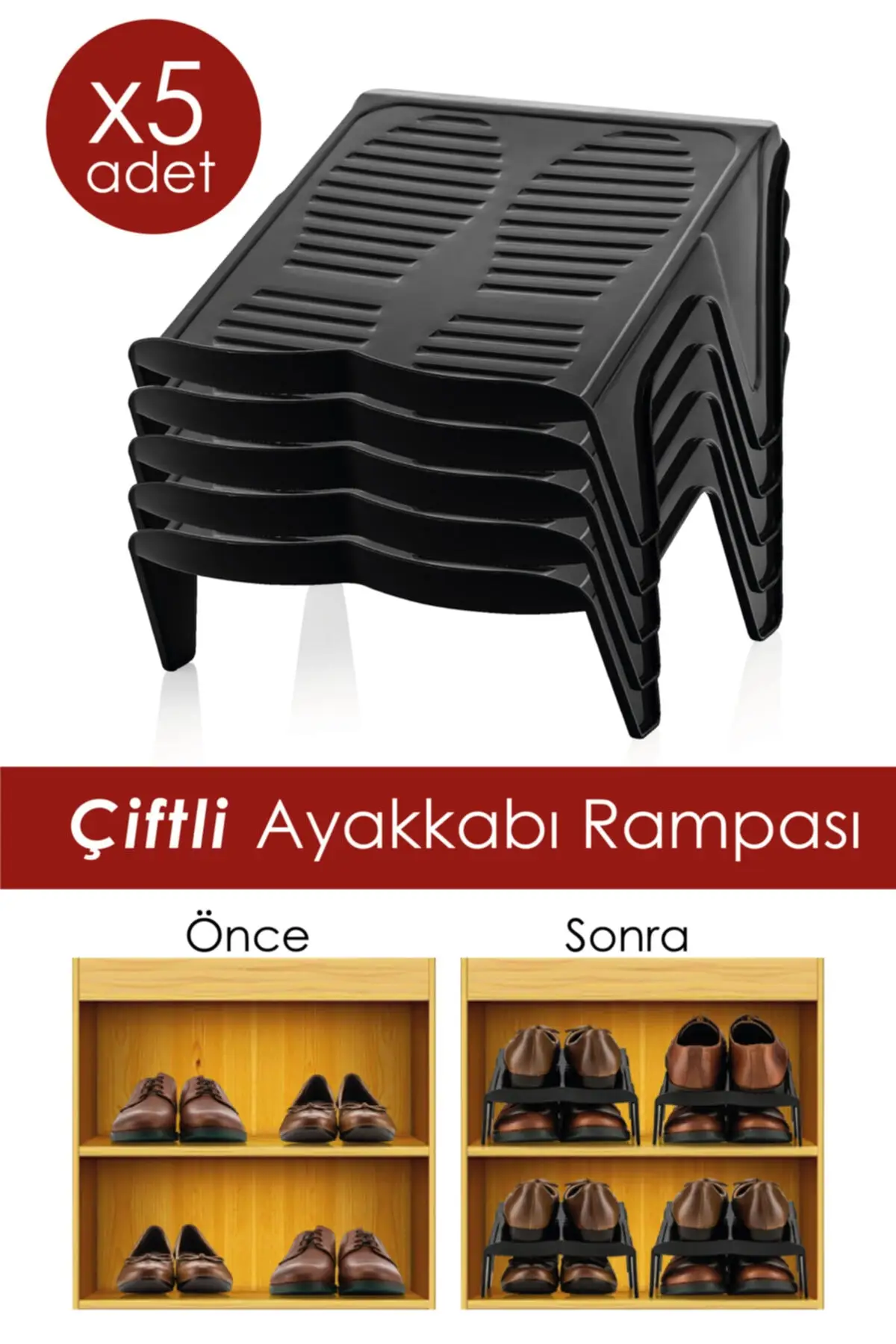 

5-piece shoe stand ± ramp ±