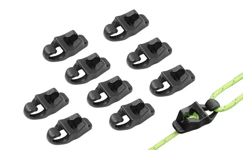 

10PCS POM Multifunctional Camping Tent Fastener Wind Rope Buckle Triangle Fastener Cord Stopper Tool Tent Camping Hiking