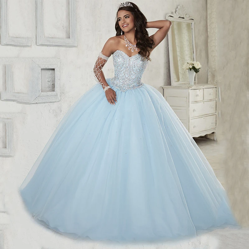 

Sweetheart Crystal Quinceañeras Dresses Vestidos De 15 Años Quinceanera Birthday Sweet 16 Beaded Ball Gown Evening 2023 فساتين