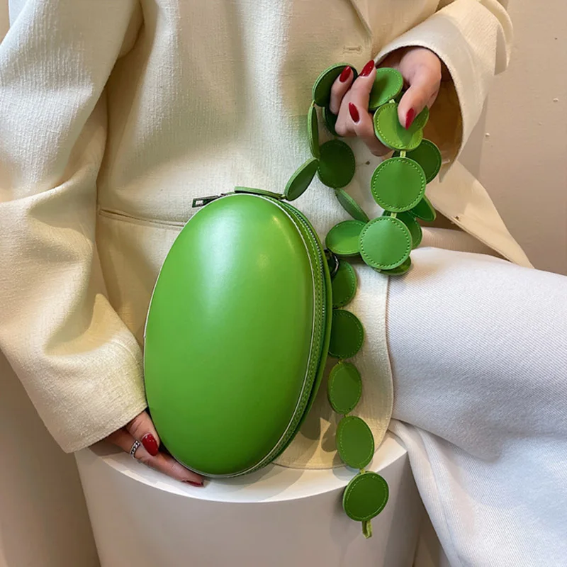 

2022 New Trend Designer Crossbody Bag For Women Green Black Small Shoulder Bag Oval Round Shape Party Luxury Brand Personality