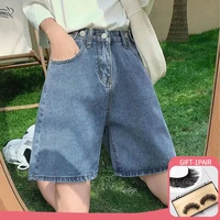 light blue denim shorts loose women jean shorts thin summer new casual high waist shorts wide leg jeans harajuku women clothing