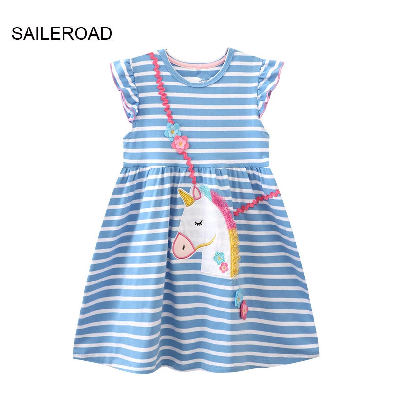 

Детское летнее Хлопковое платье с коротким рукавом, в полоску