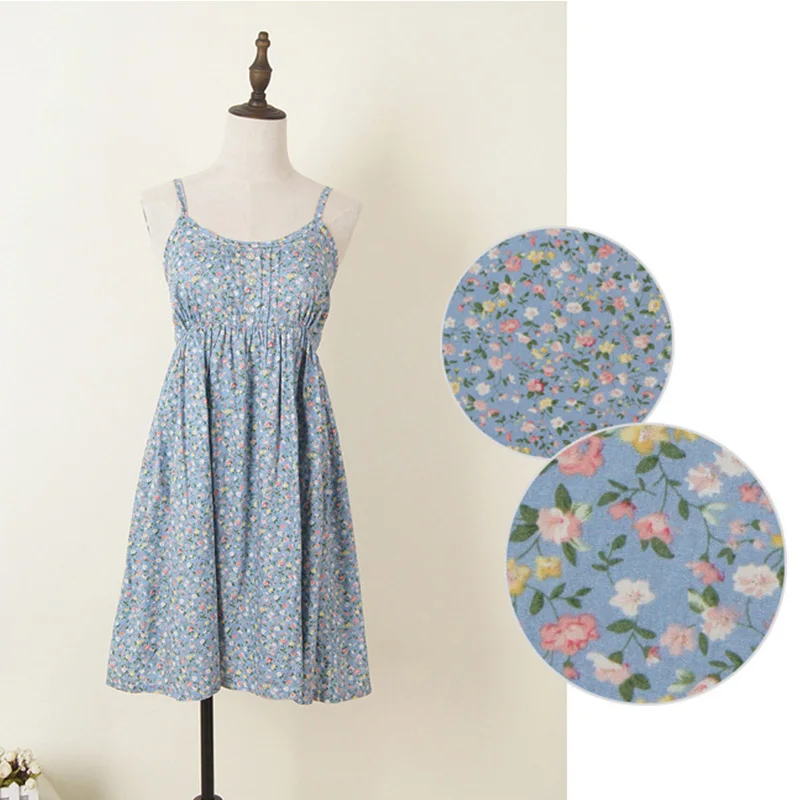 Летнее платье с цветочным принтом Mori Girl женское хлопковое на тонких бретельках