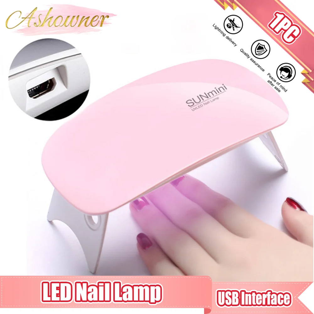 

ASHOWNER Nail Lamp 6w Home Use Mini Nail Dryer White Pink Uv LED Lamp Portable Usb Interface For Nail Art Manicure Tools