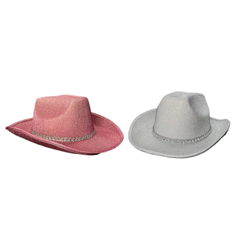 

Блестящая ковбойская шляпа Cowgirl, шляпа, Федора, шляпа для девичвечерние, для свадебвечерние ринки, ковбойская шляпа в западном стиле, платье ...