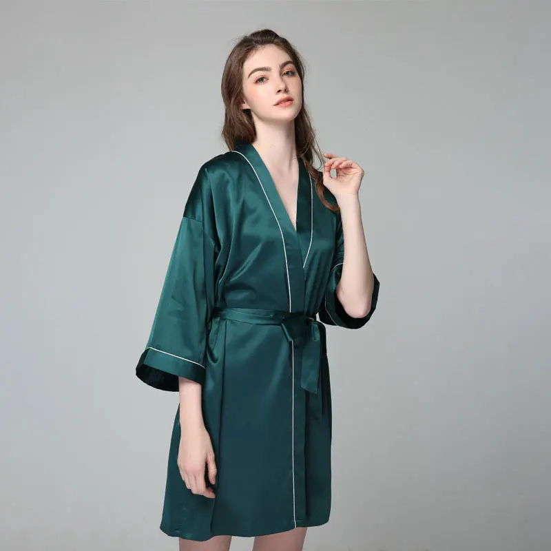 Silk Robes Sleeping Gown Women's Summer Long Sleeve Morning Gown Satin Bathrobe Home Costume Wedding Bride Robe Bridesmaid Dress