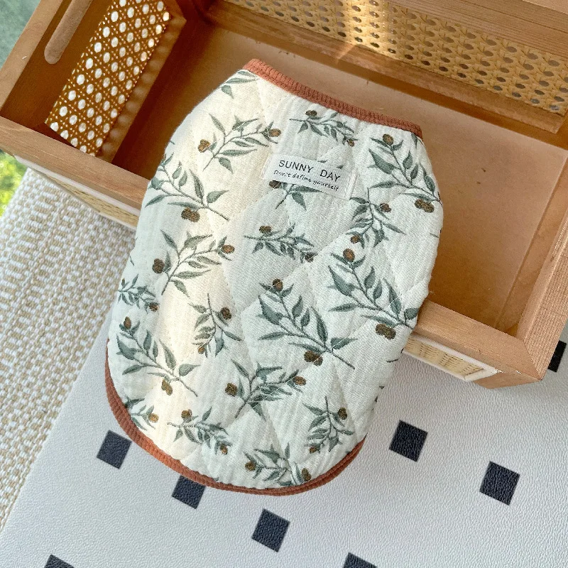 Хлопковый жилет с цветочным рисунком милая одежда для щенков осенне-зимняя парка