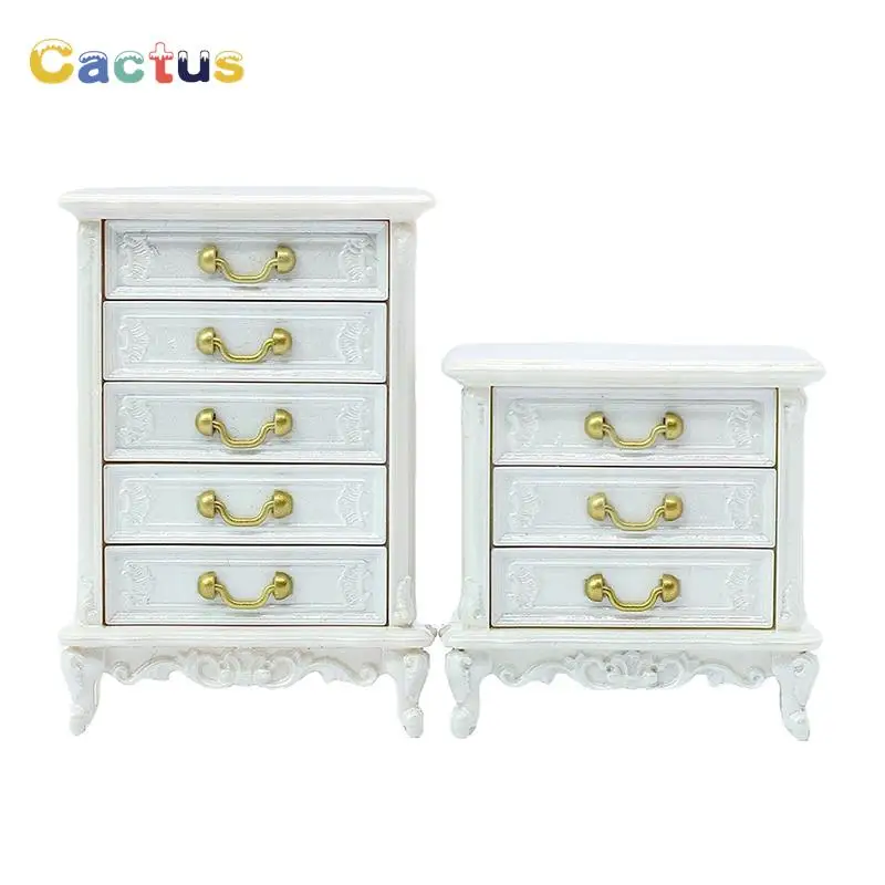 

1Pc 1:12 Dollhouse Miniature Chest Of Drawer Bedroom Bedside Table Storage Drawer Cabinet Model Furniture Doll House Accessories