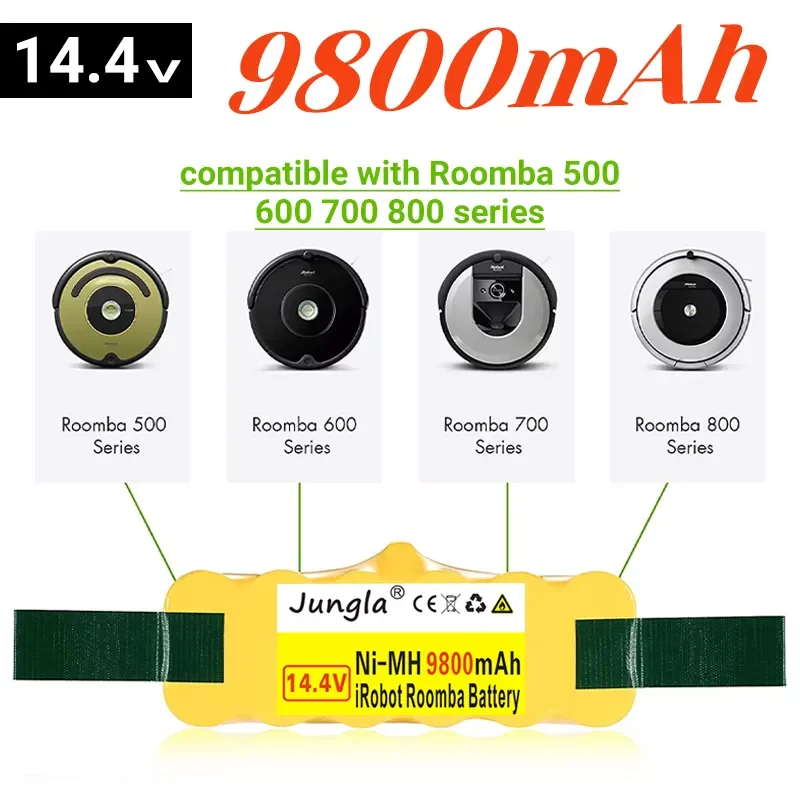 

100% NEW For iRobot Roomba Vacuum Cleaner Battery 500 510 530 570 580 600 630 650 700 780 790 Rechargeable 14.4V 9800mAh battery