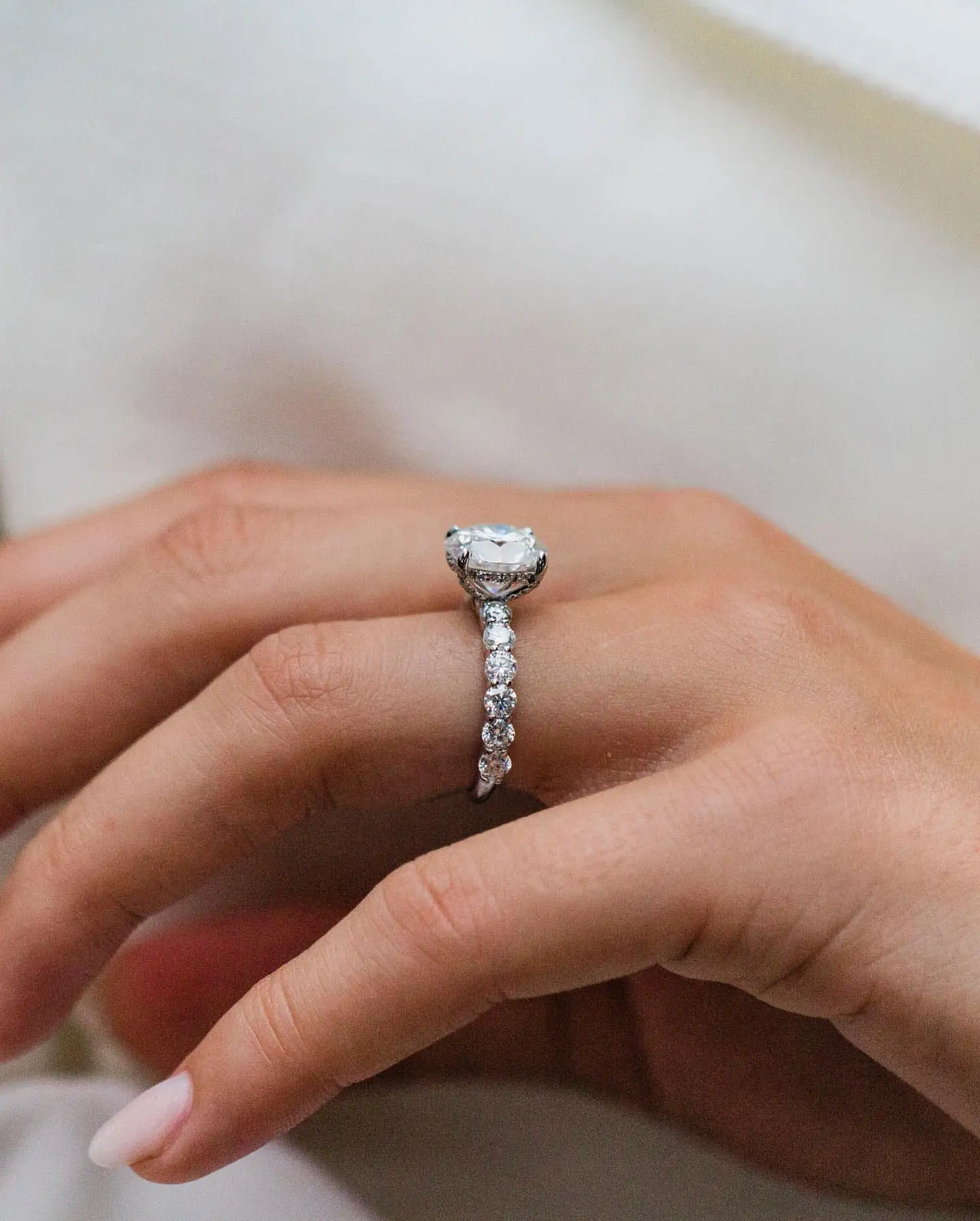 JOVOVASMILE  Gra Certified Moissanite Rings 18k 14k Gold 3.5 Carat 9.5mm Round Brilliant 3mm Half Eternity Band Acessorios woman