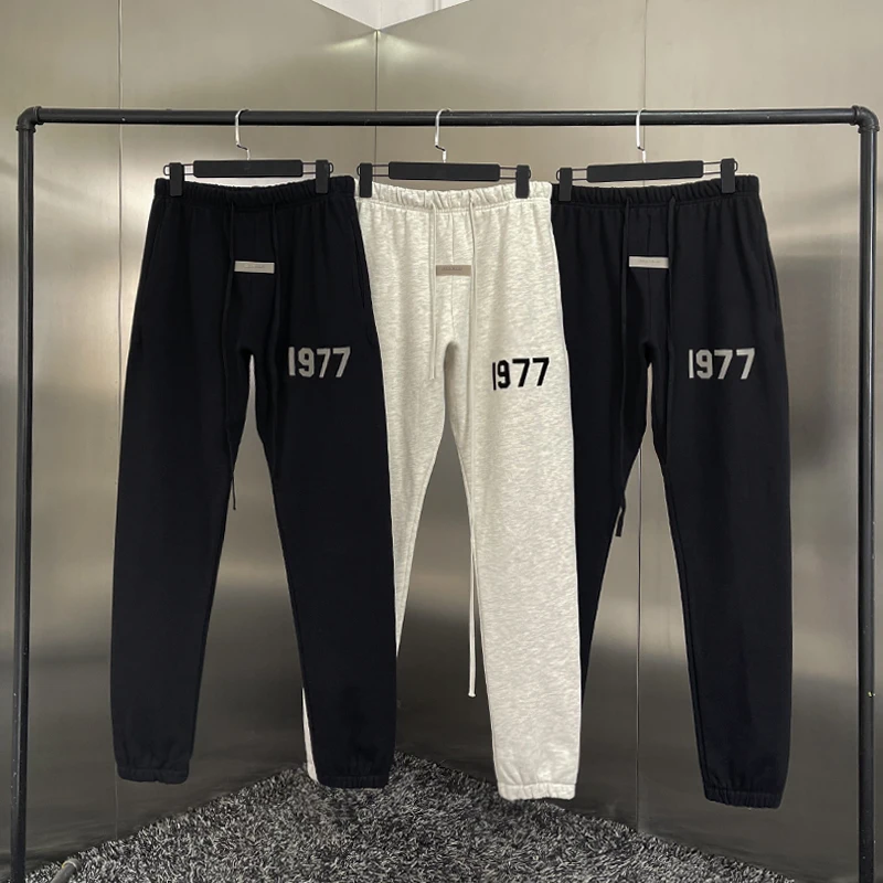 

Fashion New Men's Essentials Sports Pants 1:1 Flocking Letters Jogging Pants 100% Cotton Hip Hop Loose Unisex Sweatpants