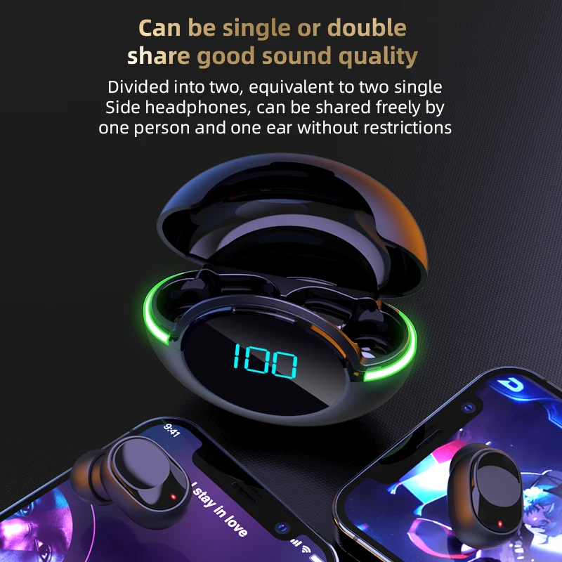 

Y80 Bluetooth Headphones TWS Wireless Touch Control Earphones Game Headset Sports Earbuds Waterproof Noise Reduction With Mic