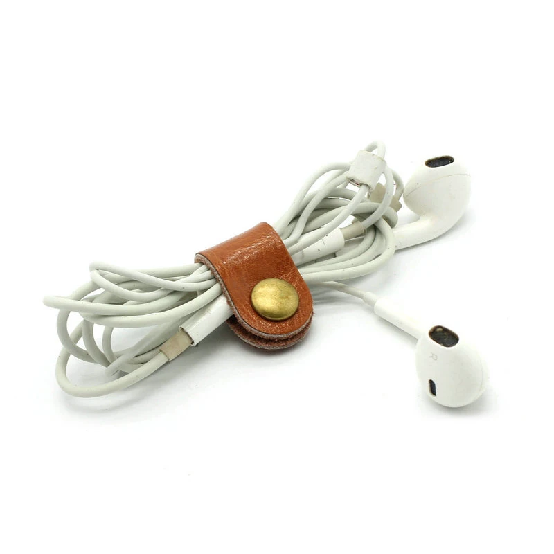 

Hot Sale Leather Cable Winder Power Line Data Buckle Cable Tie Earplug Headphones Removable Anti-Loss Reel Line Cable Management