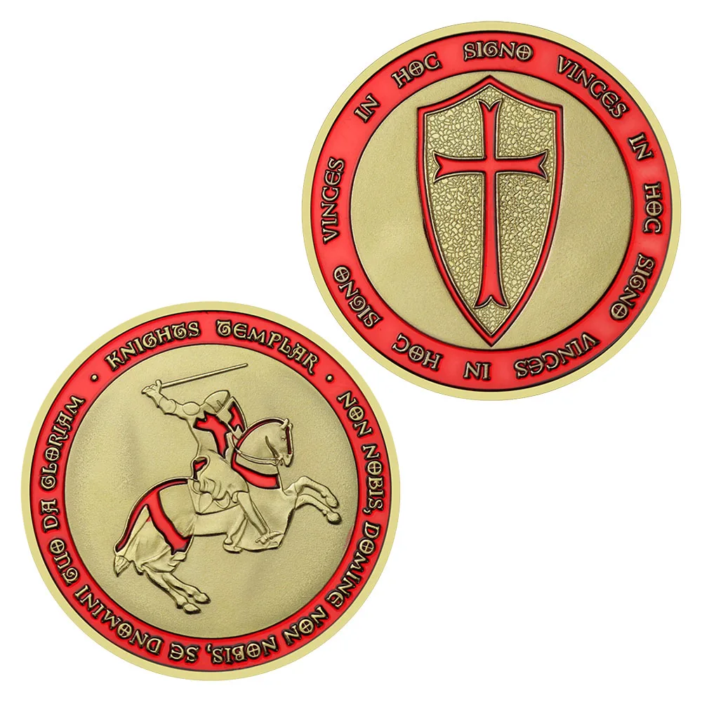 

Knight Templar Souvenir Gold Plated Coin Non Nobis,Domine,Non Nobis,Sed Nomini Tuo Da Gloriam Teutonic Knight Commemorative Coin