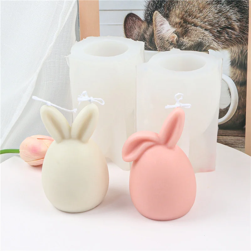 

3D Easter Egg Bunny Silicone Candle Mold Faceless Rabbit Head Aromath Resin Mould Handmade Candle Soap Making DIY Home Decor