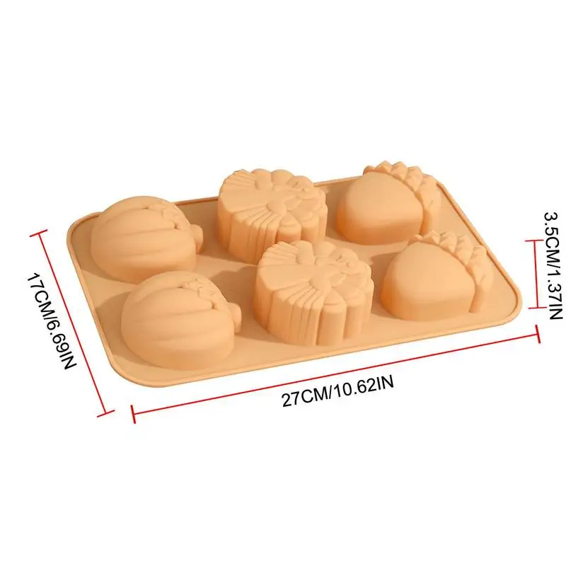 Formy silikonowe z dyni do mydła 6-wgłębieniowe jesienne formy pieczenia zbiorów Motyw czekoladowej Fondant cukierków