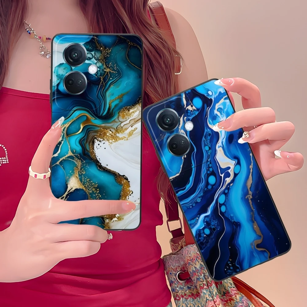 Luxury Golden Stone Mobile Cell Phone Case for OPPO Find X5 X3 X2 A93 Reno 8 7 Pro A74 A72 A53 Black Soft Cover Shell