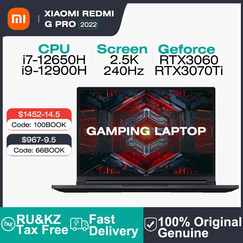 Оригинальный игровой ноутбук Xiaomi Redmi G Pro 2022, 16 дюймов, 2,5 K, 240 Гц, экран, планшетофон, 16 ГБ, 512 ГБ, игровой компьютер RTX3060