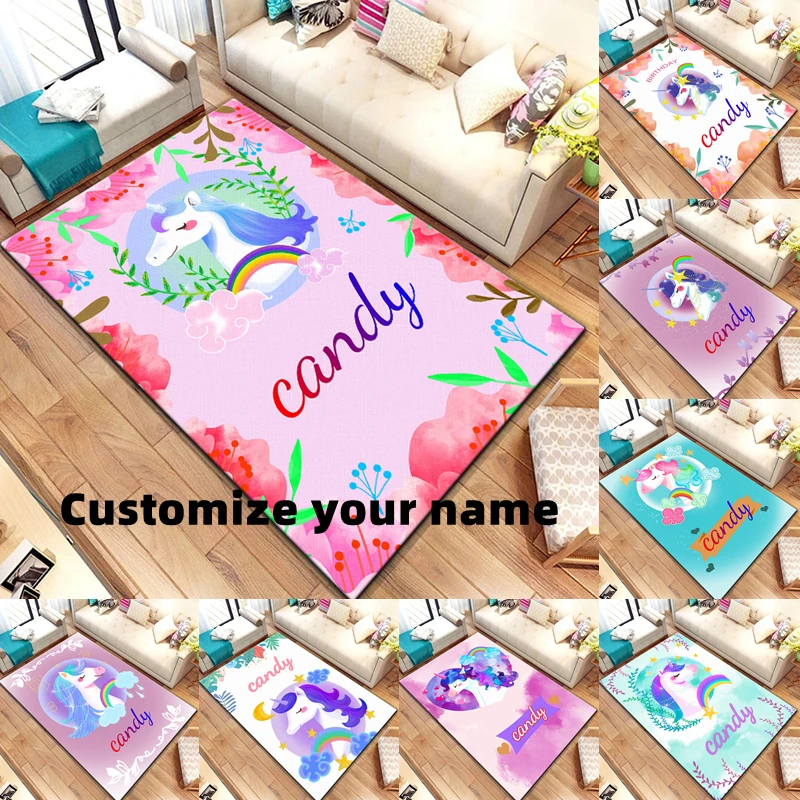 

Unicorn Name Custom Carpet non slip carpet yoga mat home decor carpets for living room Camping mat play mat game area floor mat