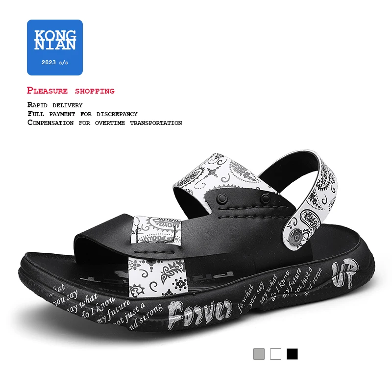 

Мужские сандалии для улицы и пляжа, черные босоножки для подростков, Классическая Повседневная обувь, Новинка лета 2023