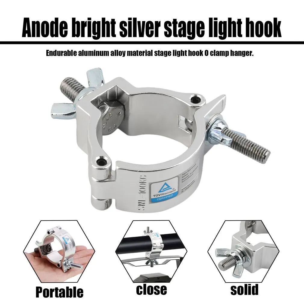 New Alumimun Alloy Round Clamp Hanger Hook Bracket Stage Durable Heavy Duty Hook Theatre Lighting Kit 48-51mm Stage Light Clamp