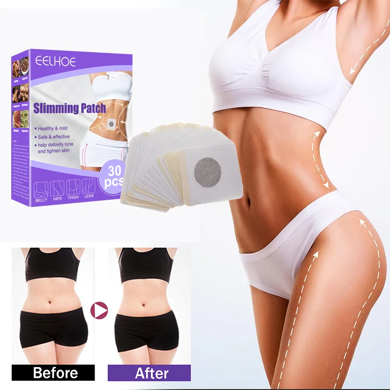 

30pcs Slim Body Shaping Stickers Natural Fat Burning Patch Belly Patch Weight Loss Slimming Patch Mugwort Shape Navel Patch