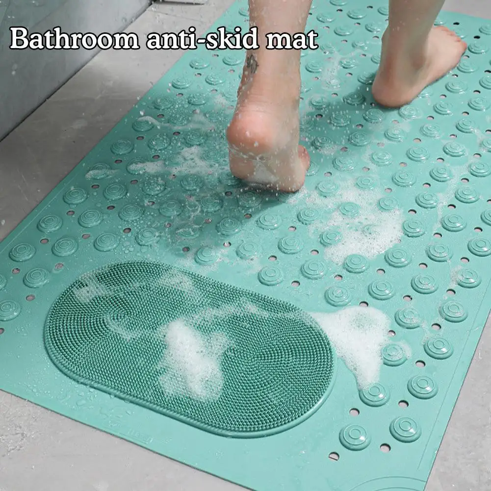 

TPE Anti-skid Bath Mats Rectangle Soft Shower Bathroom Massage Cup Suction Non-slip Accessories Carpet Bathroom Mat Bathtub I1L9