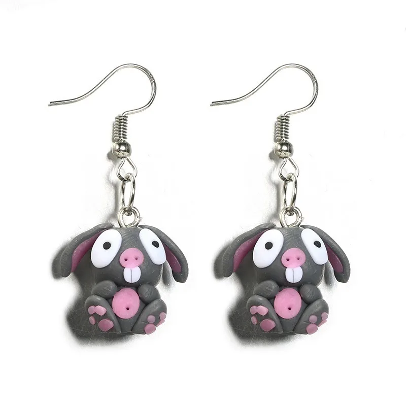 

1 Pair of Lovely Rabbit Soft Clay Earrings Women's Handmade Polymer Clay Fashionable Animal Earrings Earrings Jewelry