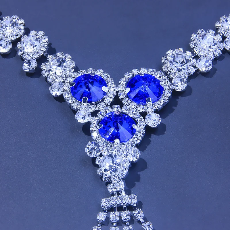 Full Diamond Blue milk ring nightclub eye-catching fashion Rhinestone body chain chest |