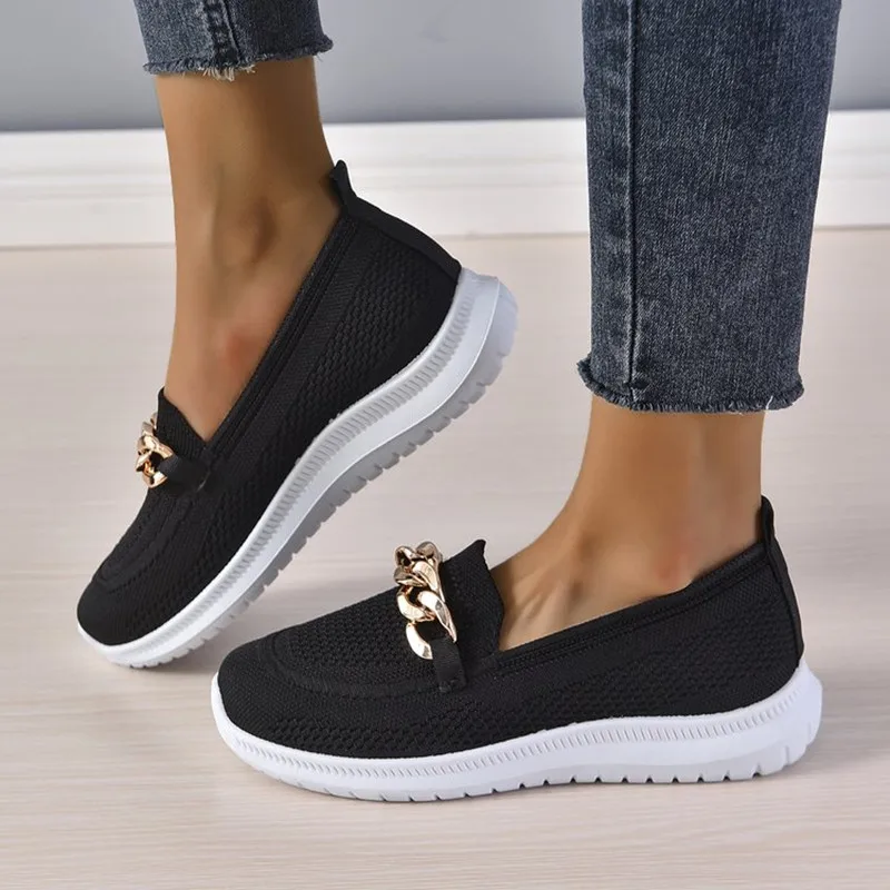 Chain White Shoes Women Sneakers Fashion Solid Women Platform Flats Shoes Breathable Chunky Sneakers Comfortable Woman Shoes
