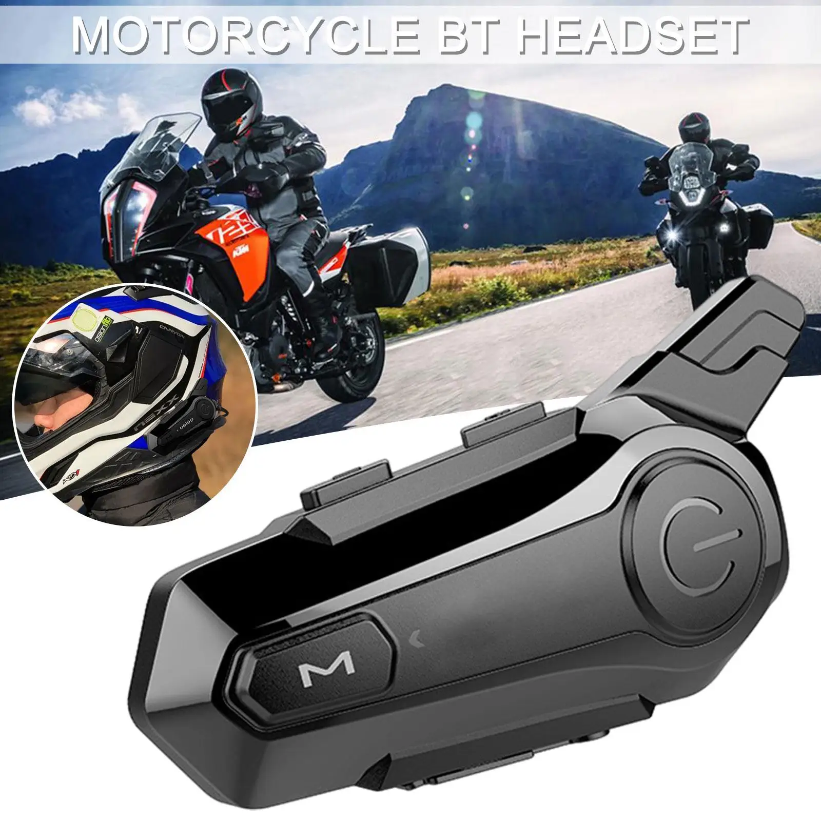 

1set Motor Helmet Intercom BT V5.0 Motorcycle Wireless Headset Interphone Speaker Handsfree Bluetooth Walkie Helmet Talkie