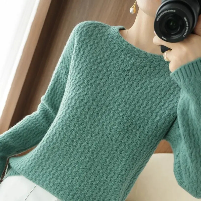 

2022 Basic O-neck Solid Autumn Winter Sweater Pullover Women Female Knitted Sweater Loose Long Sleeve Casual Sweater Tops S1