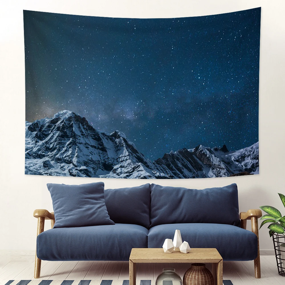 

Snow Peak Landscape Wall Tapestry Starry Night View Close-up Snow Peak Photography Bedroom Living Room Home Wall Art Decoration