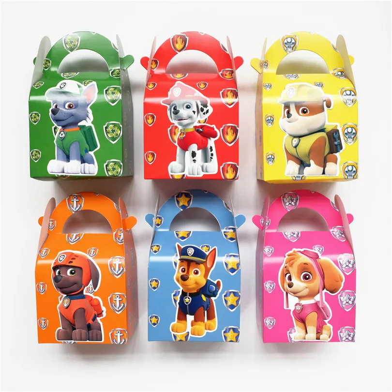 

6pcs/set Paw Patrol Candy Box Children Birthday Disposable Paper Boxes Party Decoration Supplies Kids Birthday Holiday Present