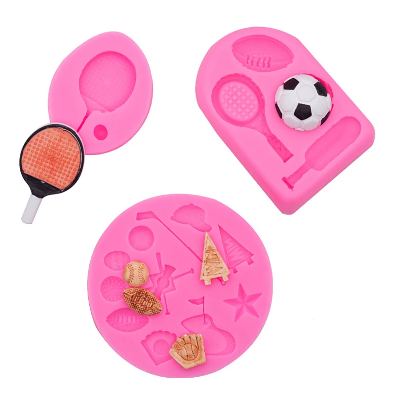 Baseball Table Tennis Rugby Golf Silicone Molds Ball Cake Fondant Molds For Cake Decorating Cupcake Topper Chocolate