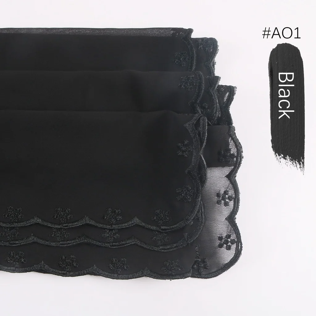 Musilm Women Ladies Premium Heavy Chiffon Bawal Sulam Muslim Embroidery Malaysia Hijab Women's Shawl Sulam