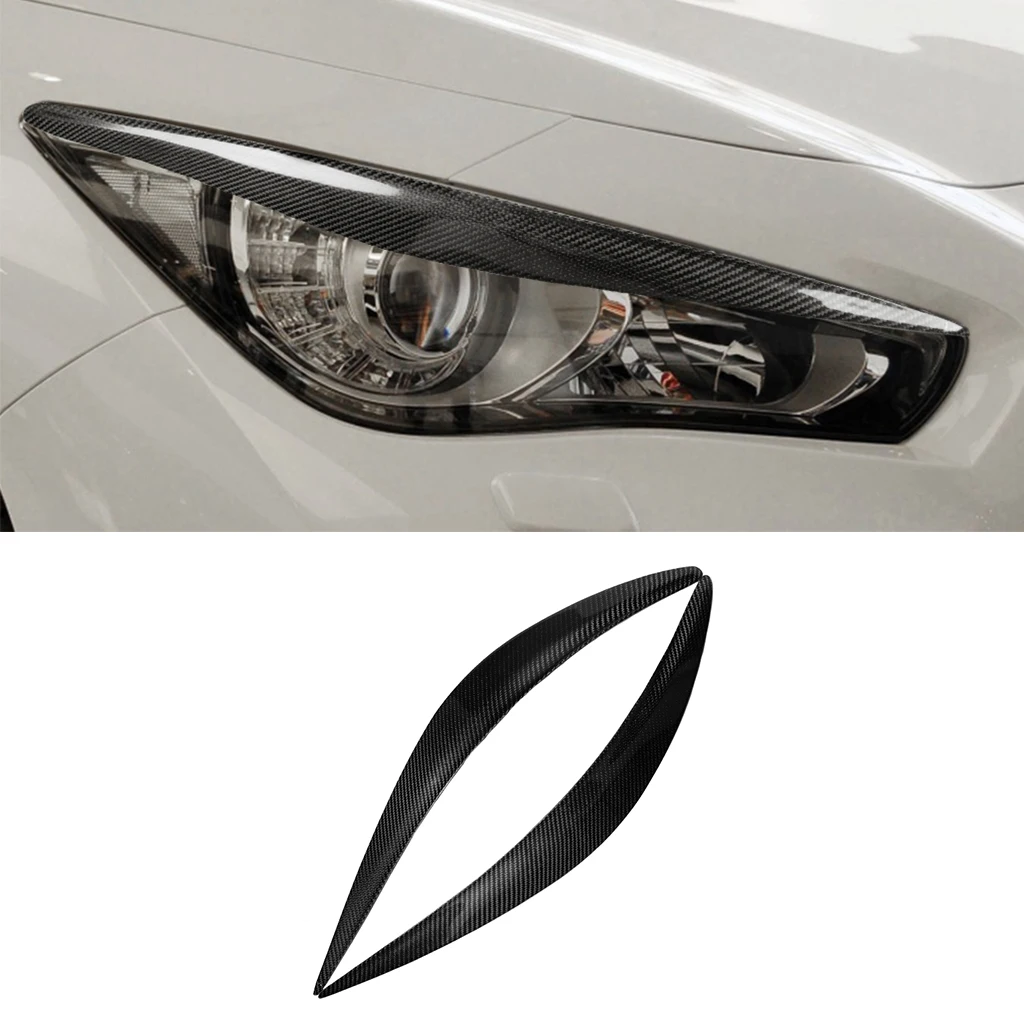 

2Pcs Carbon Fiber Headlight Eye Lid Cover Eyebrow Trim For Infiniti Q50 2014 2015 2016 2017 2018